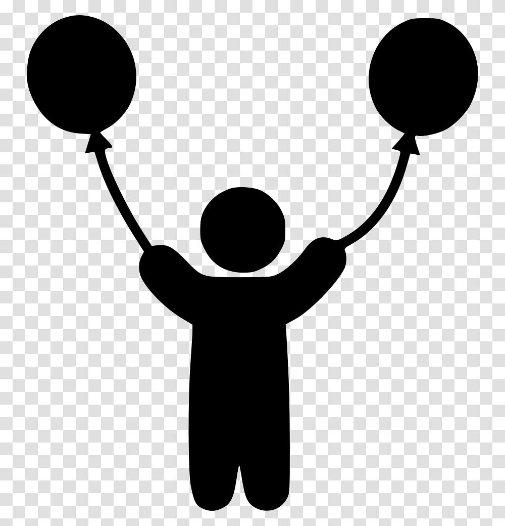 Child With Balloons Icon Free Download, Silhouette, Stencil, Audience, Crowd Transparent Png