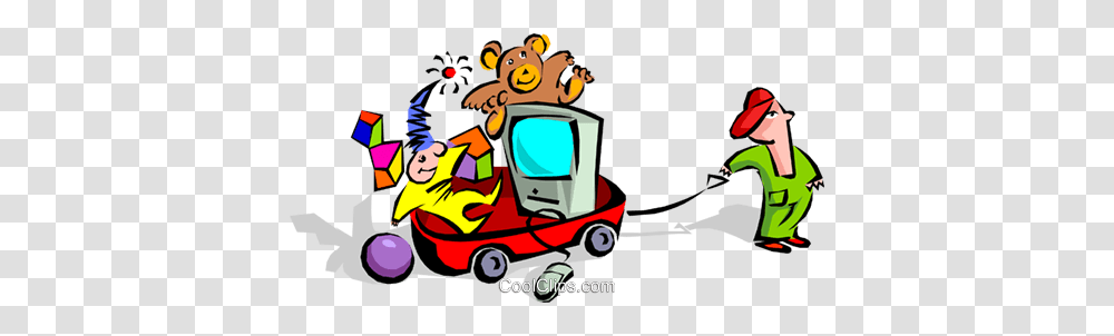 Child With Wagon Of Toys Royalty Free Vector Clip Art Illustration, Transportation, Vehicle, Washing, Moving Van Transparent Png