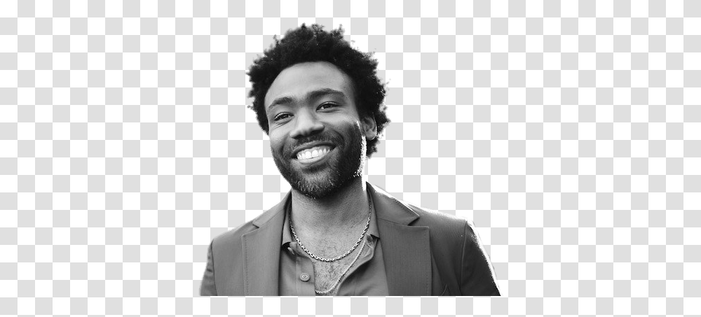 Childish Gambino Black And White, Face, Person, Human, Necklace Transparent Png