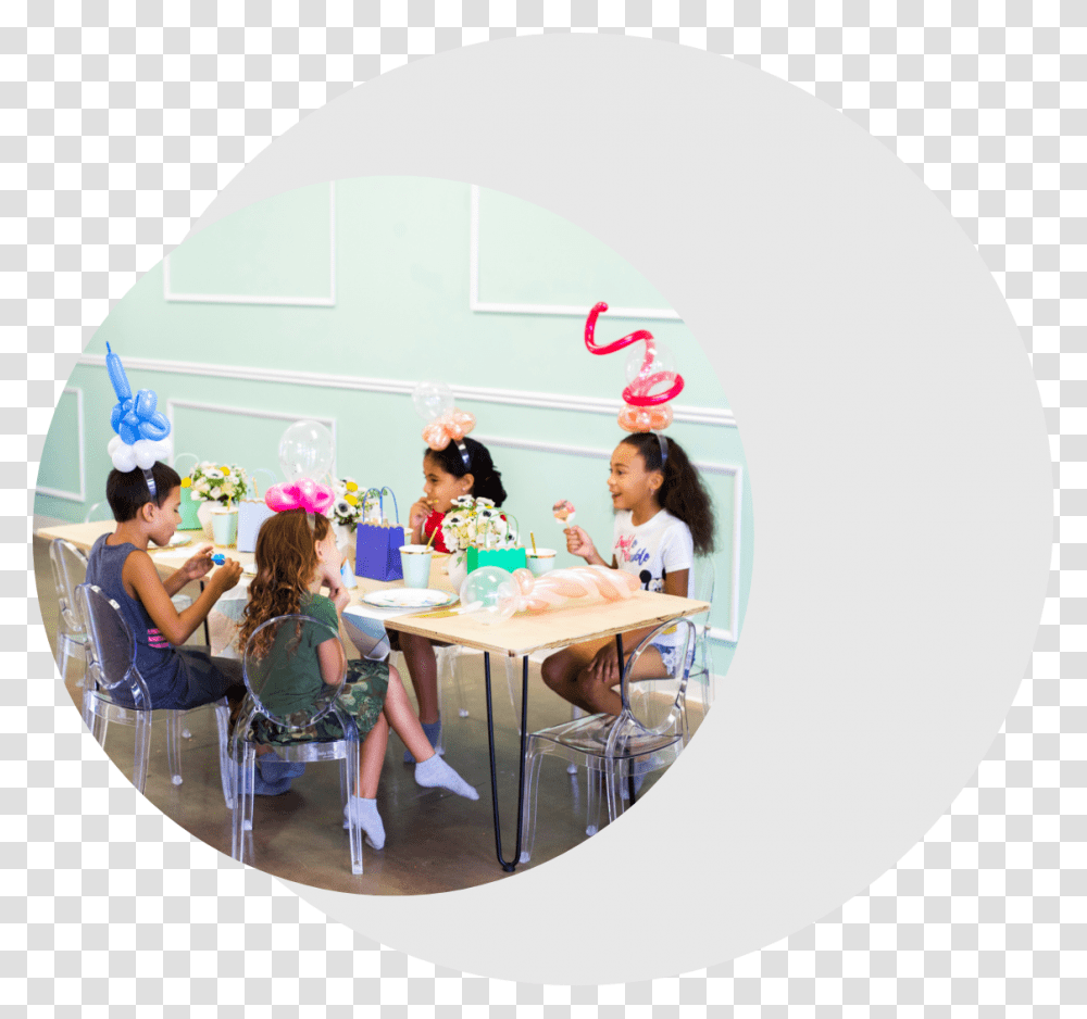 Children At Birthday Party Table Kitchen Amp Dining Room Table, Person, White Board, People, Sitting Transparent Png