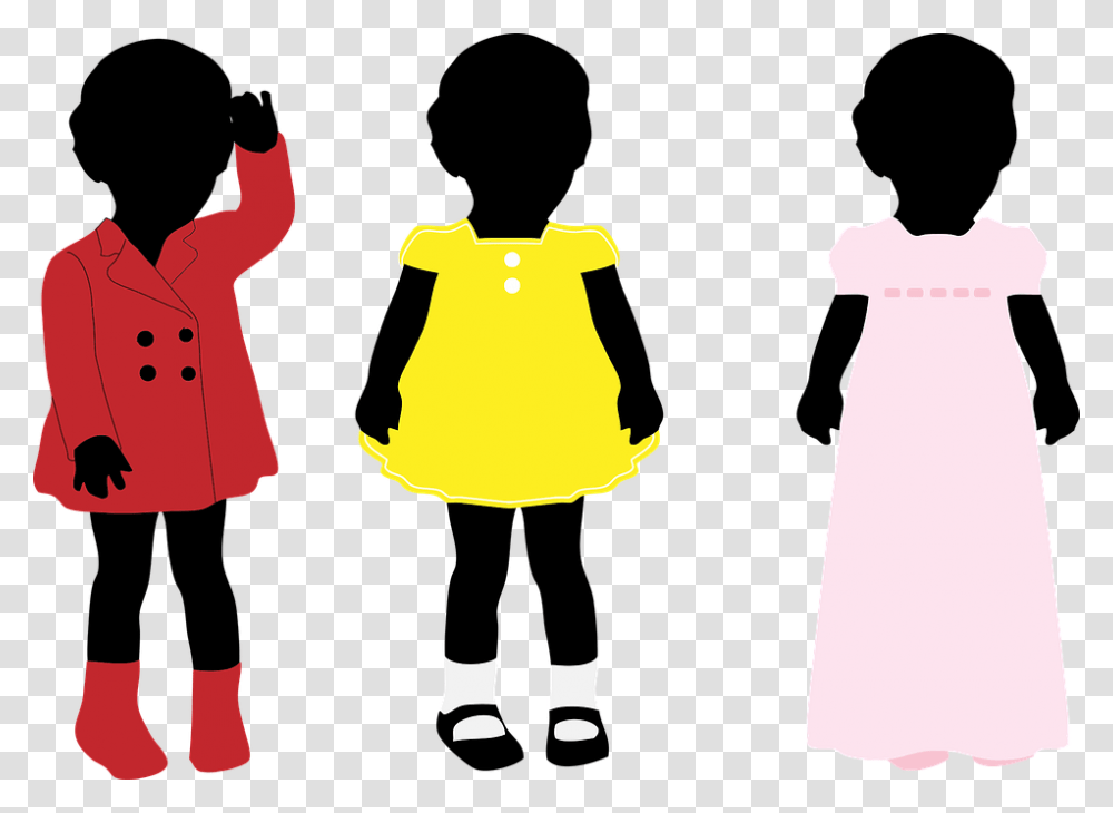 Children Clothing Colorful Dresses Female Girls Kids Clothing Vector, Silhouette, Coat, Sleeve, Long Sleeve Transparent Png