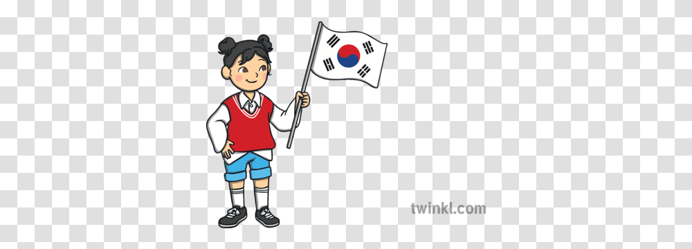 Children Holding South Korea Flag Child People Kids Open Kid Cartoon Holding Flag, Person, Symbol Transparent Png