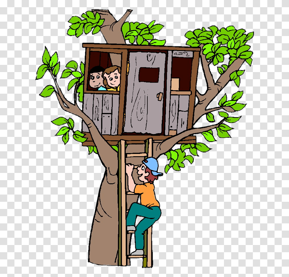 Children In Treehouse Tree House Clipart, Vegetation, Plant, Outdoors, Housing Transparent Png