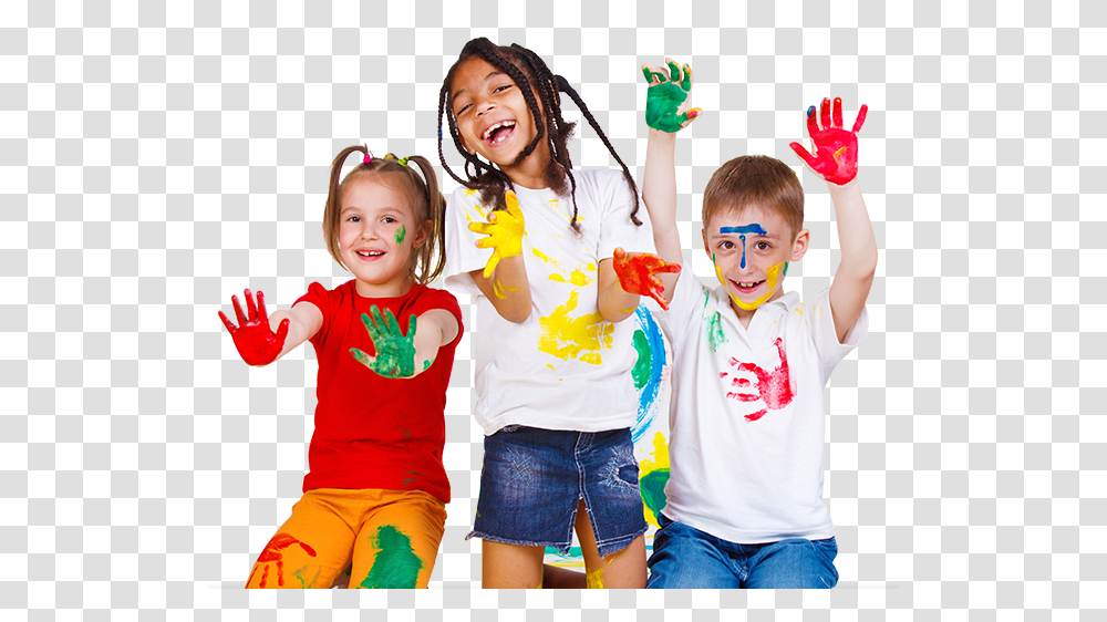 Children Playing With Paint Children With Paint, Person, Shorts, People Transparent Png
