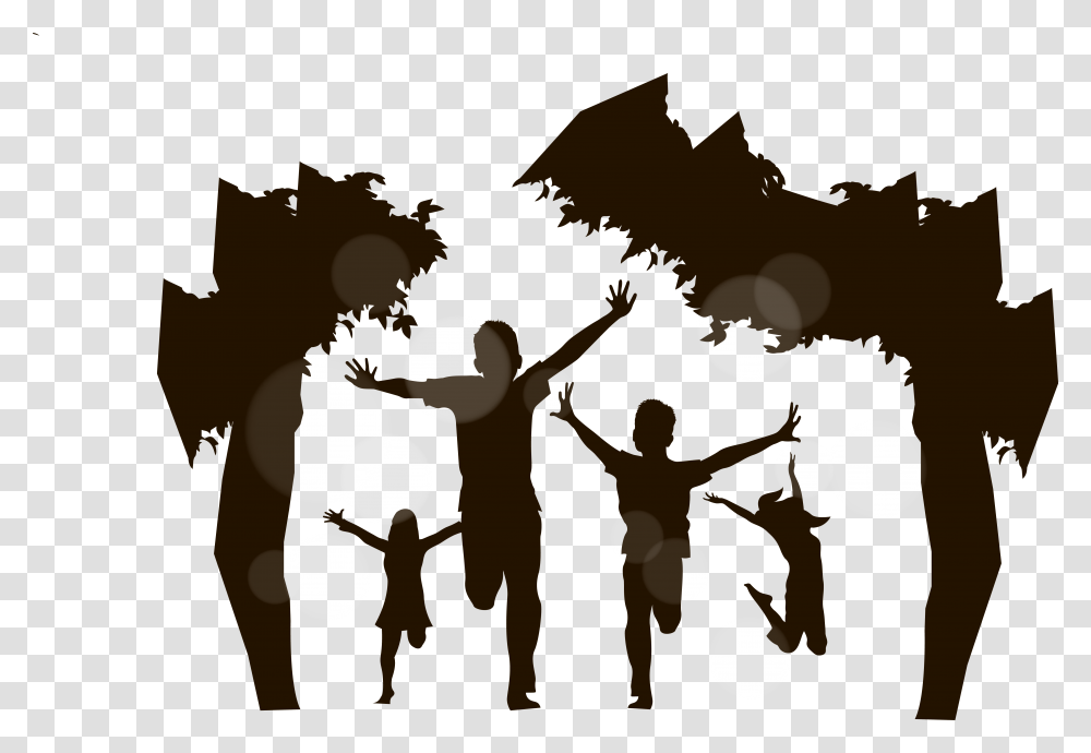 Children Silhouette Figures Download Children's Silhouette, Person, People, Cross, Family Transparent Png