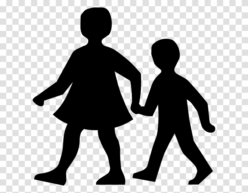 Children Walking Holding Hands Silhouette Black Children Walking Clip Art Transparent Png