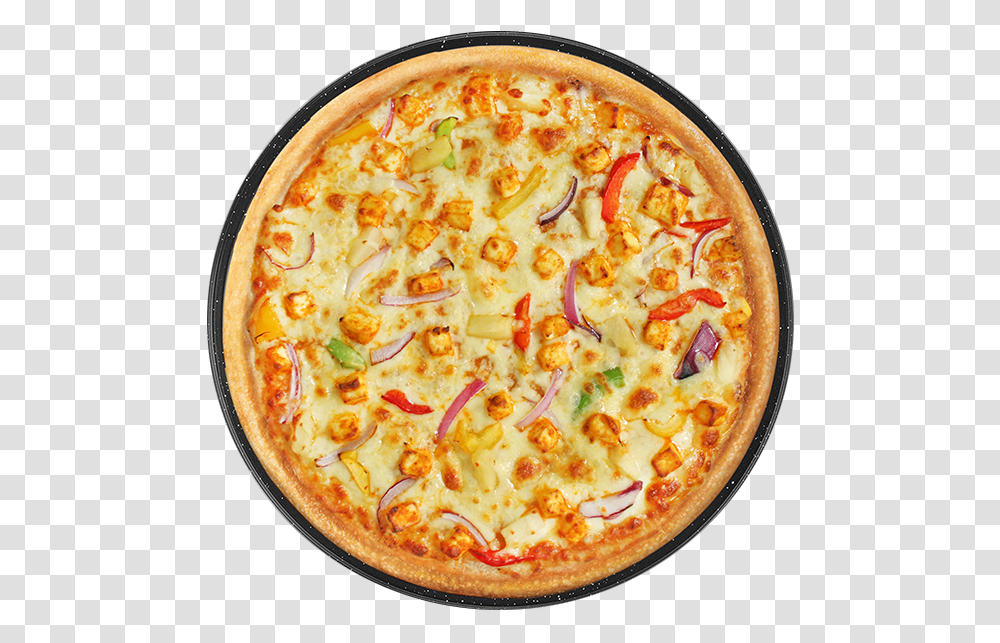 Chilli Paneer Pizza Top View, Food, Dish, Meal, Platter Transparent Png