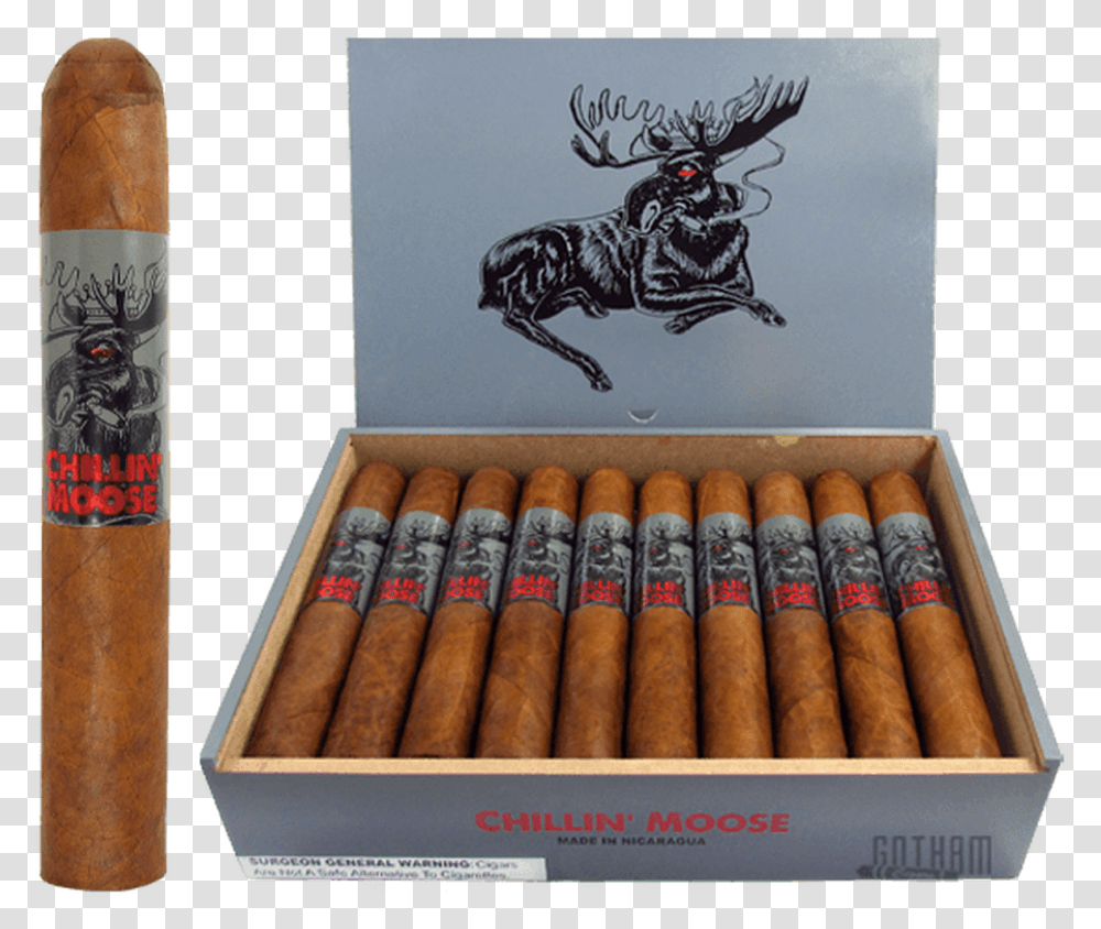 Chillin Moose Gigante Open Box And Stick Chillin Moose Cigar, Weapon, Weaponry, Bomb, Hot Dog Transparent Png