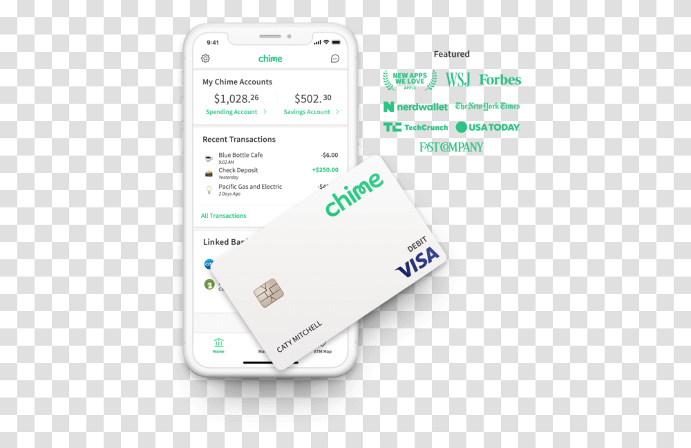 Chime Credit Card, Mobile Phone, Electronics, Cell Phone Transparent Png