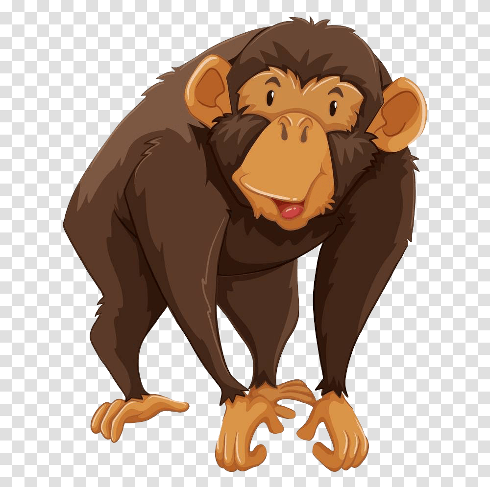 Chimpanzee Clipart Gibbon Monkey Cartoon, Wildlife, Animal, Ape, Mammal Transparent Png