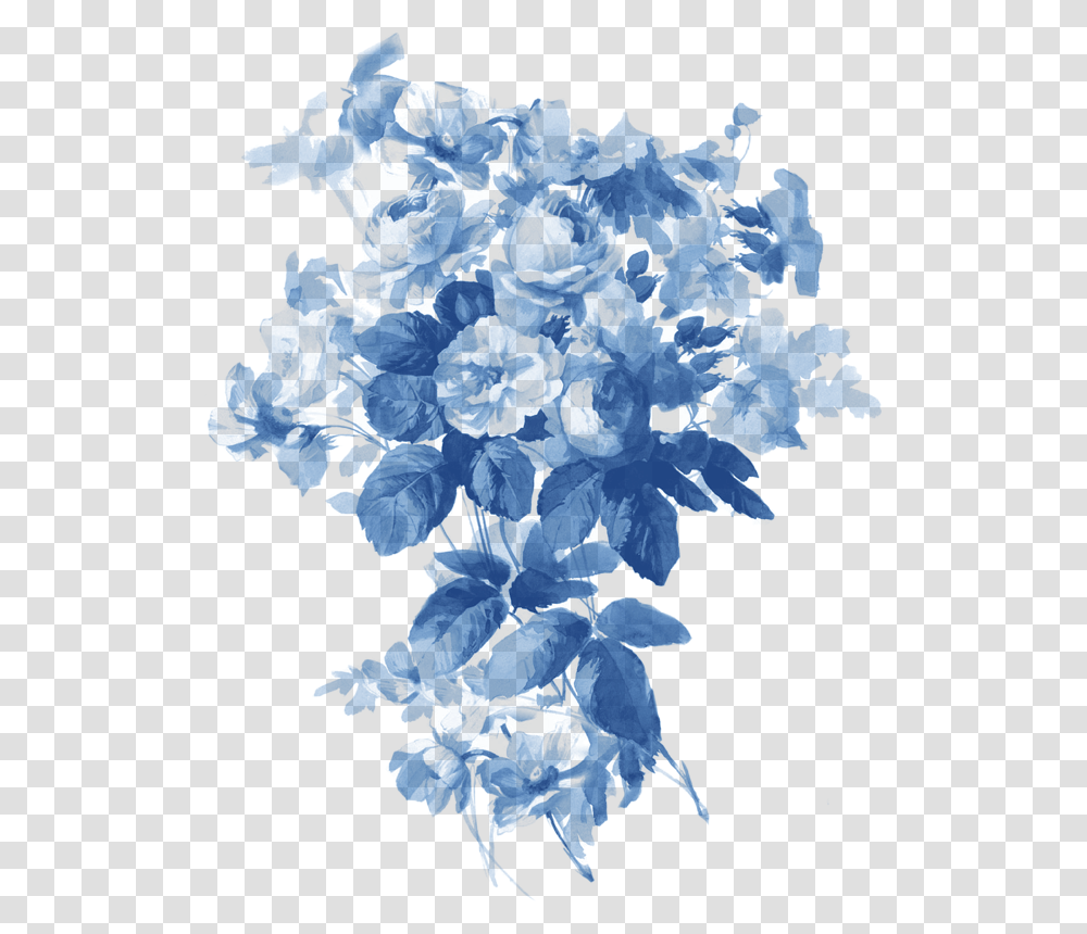 China Blue Flower Left Blue Flowers, Pattern, Ornament Transparent Png