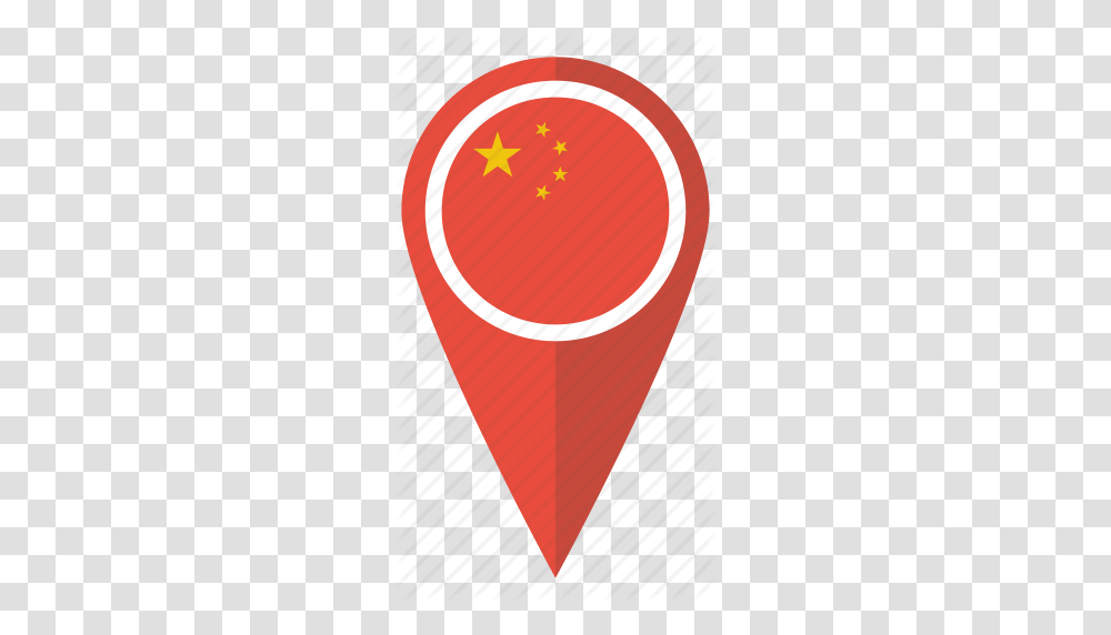 China Chinese Flag Location Map Pin Pointer Icon, Label, Rug, Plectrum Transparent Png