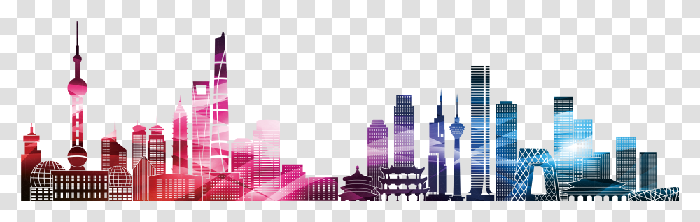 China Silhouette Colorful City Vector, Urban, Building, Metropolis, High Rise Transparent Png