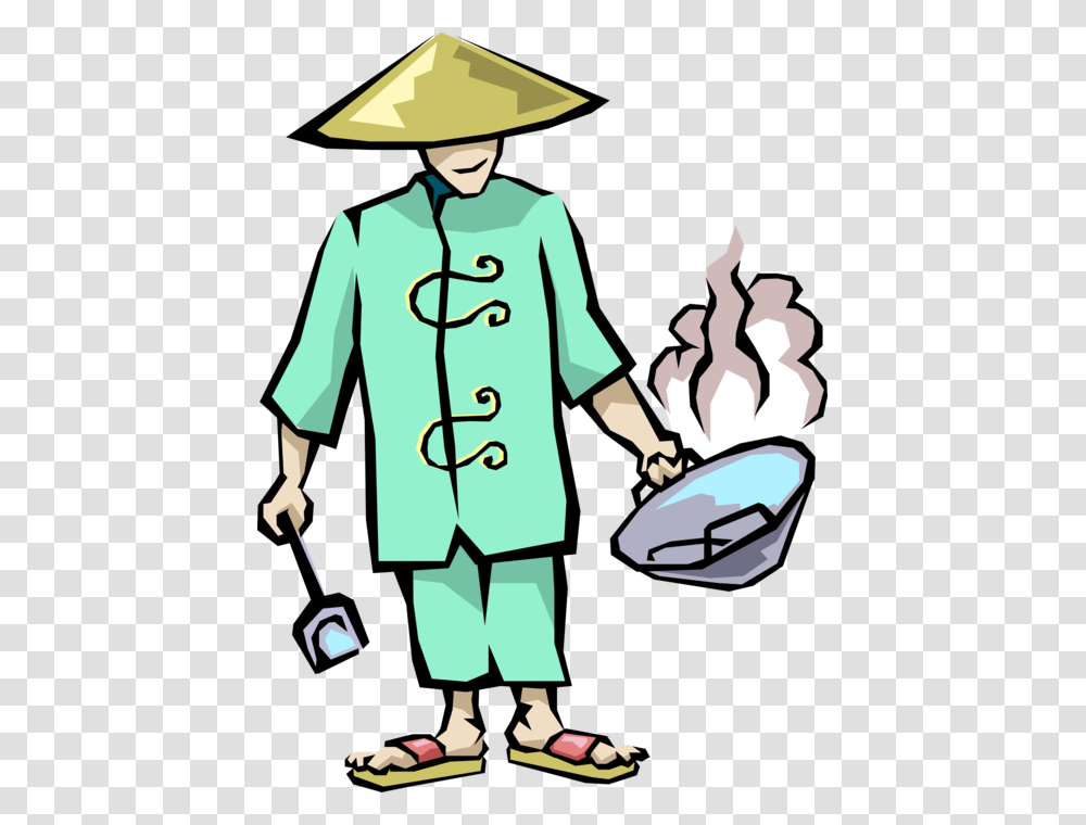 Chinese Chef With Stir Fry Wok, Apparel, Person, Human Transparent Png