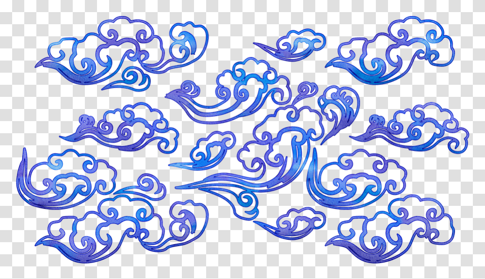 Chinese Clouds Swirl Blue Asian Clouds, Pattern, Paisley, Rug Transparent Png
