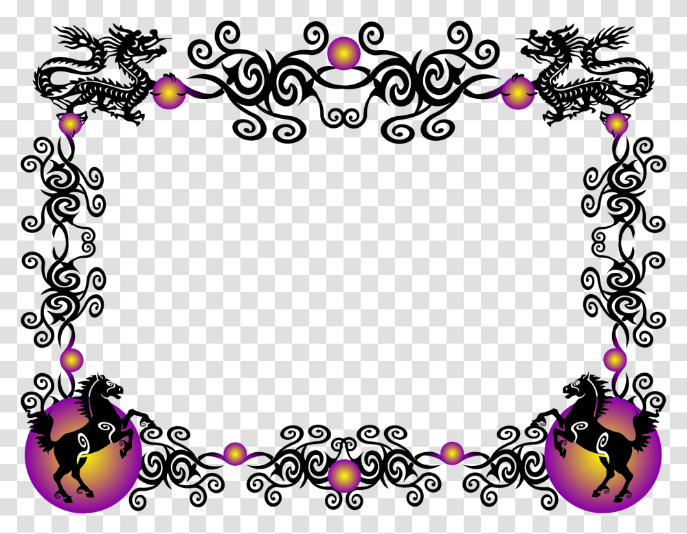 Chinese Dragon Border Chinese New Year Border Rat, Floral Design, Pattern Transparent Png