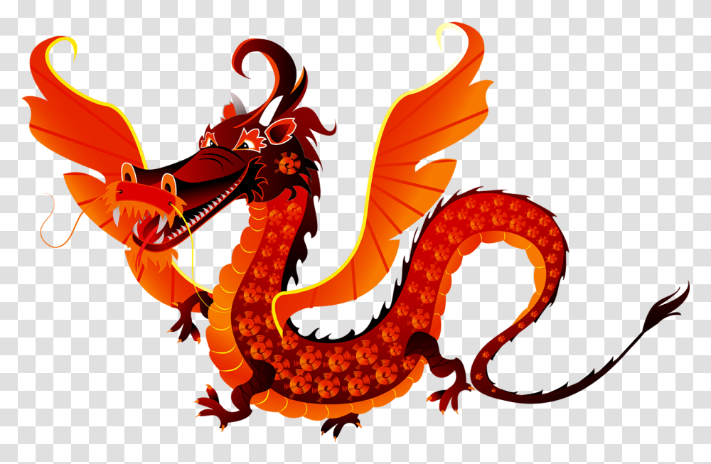 Chinese Dragon Cartoon Illustration Chinese Dragon With Wing,  Transparent Png