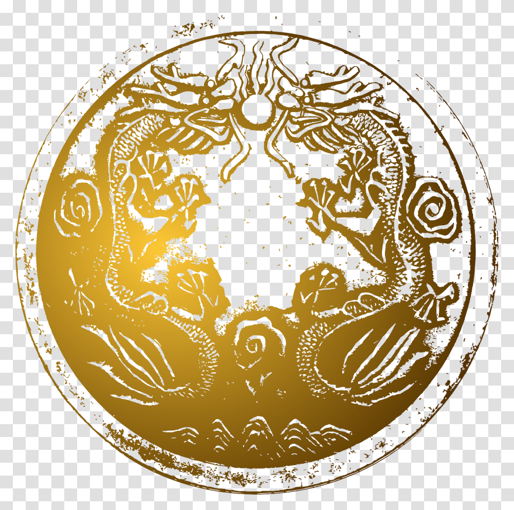 Chinese Dragon Circle, Gold, Coin, Money, Logo Transparent Png