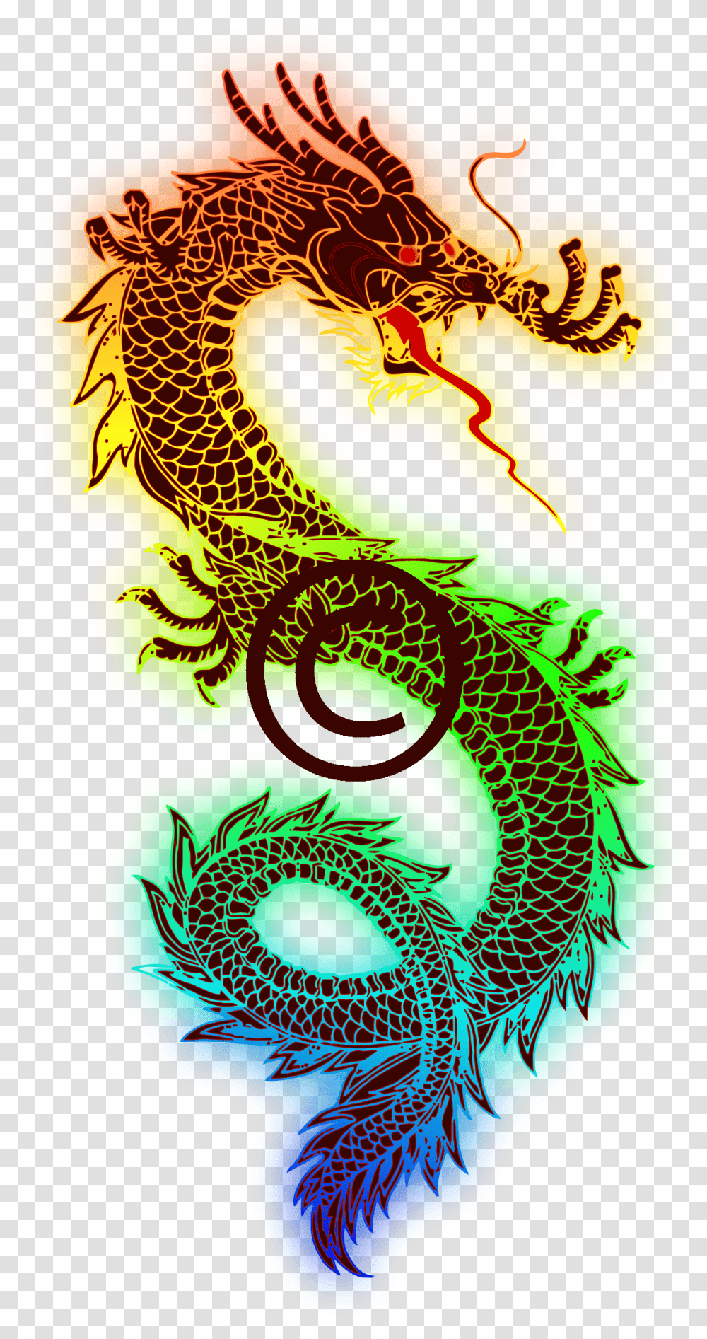 Chinese Dragon Clip Art Rainbow Dragon, Pattern, Fractal, Ornament Transparent Png