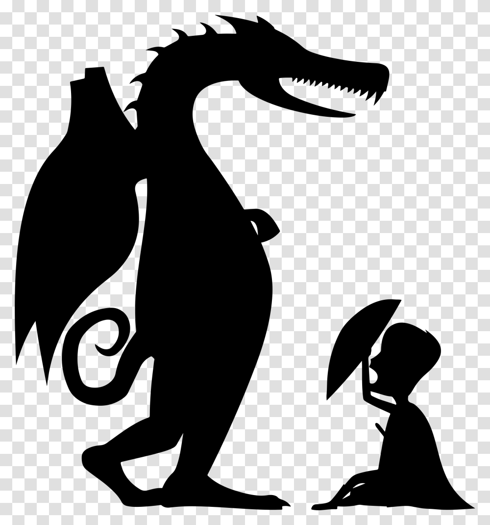 Chinese Dragon Clip Art Silhouette Of St George And Dragon, Gray, World Of Warcraft Transparent Png