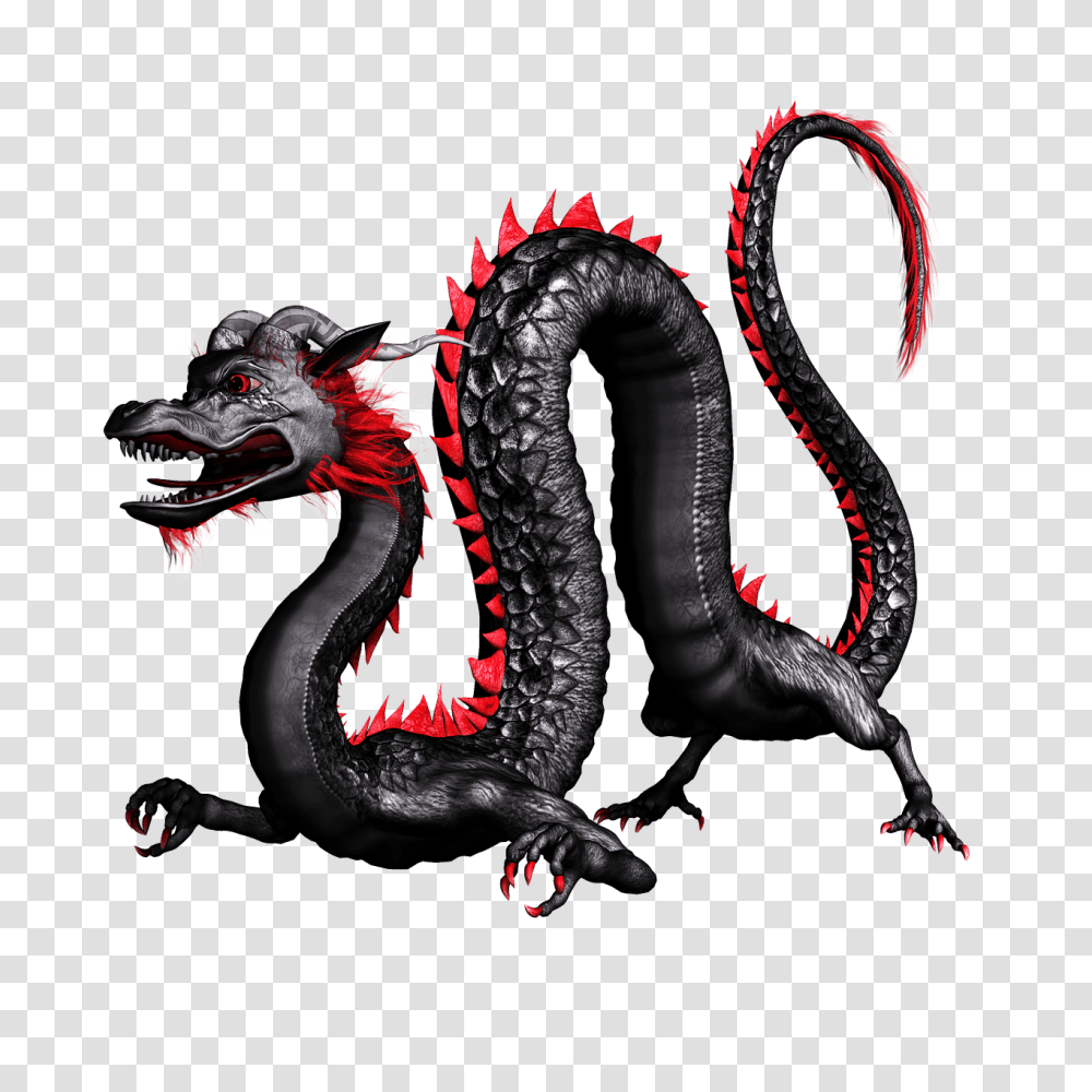 Chinese Dragon Gold Black And Red Chinese Dragon, Animal Transparent Png