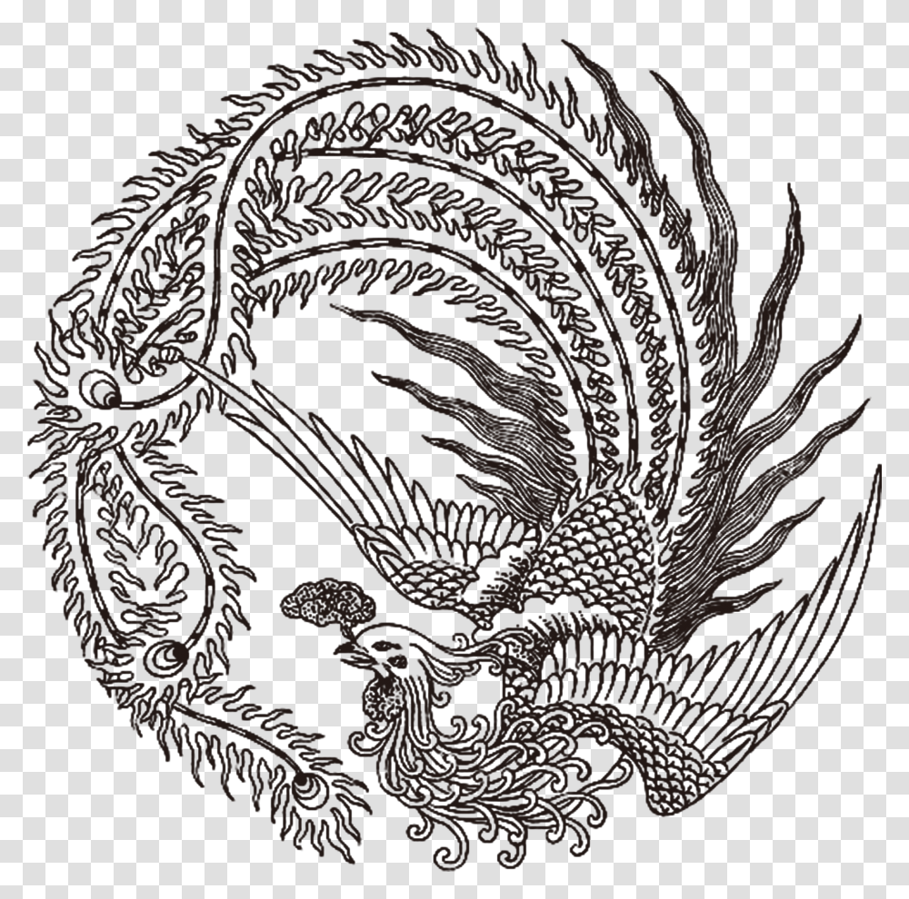 Chinese Drawing Dragon Free Download Chinese Phoenix Tattoo, Rug, Pattern Transparent Png