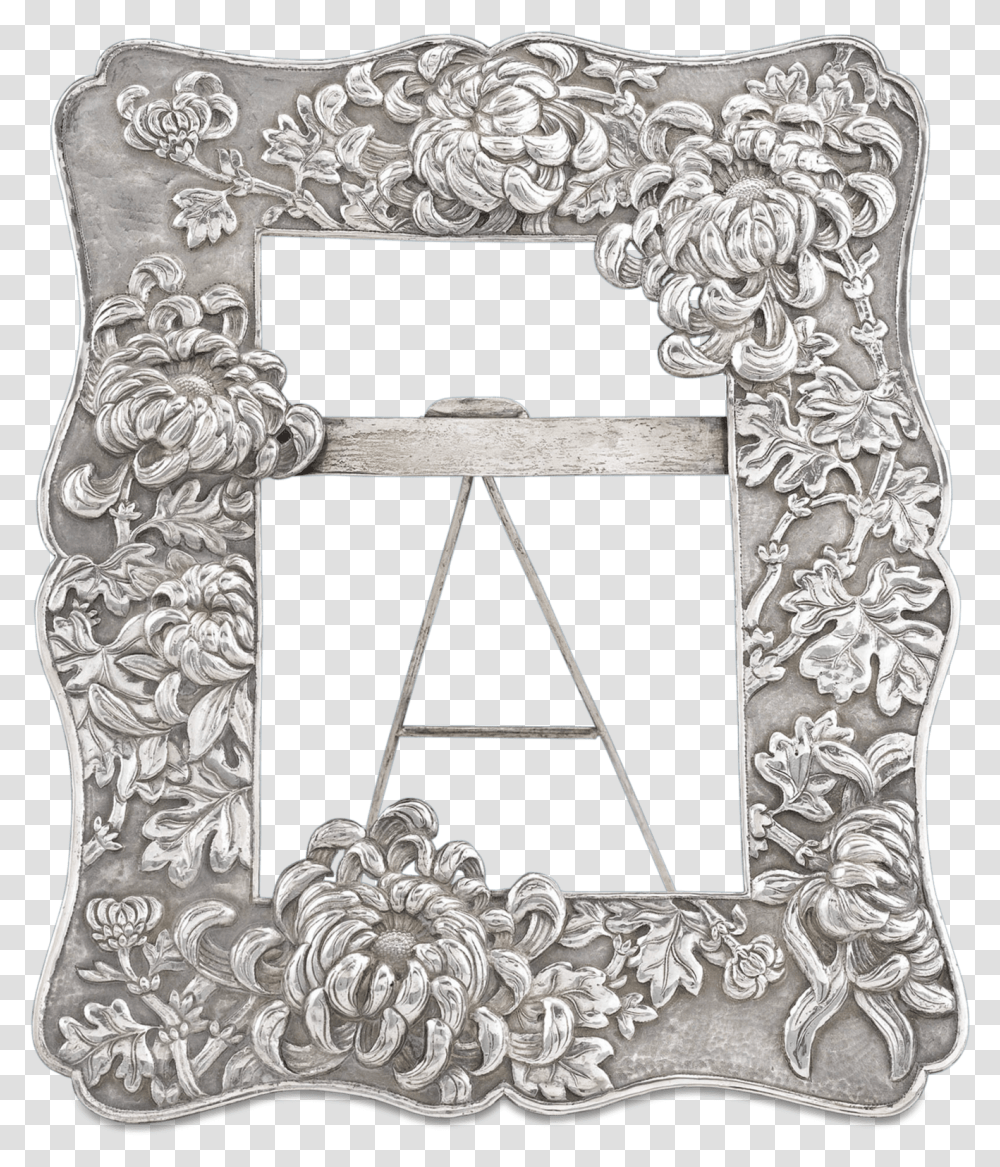 Chinese Export Silver Frame Antique Silver Photo Frame, Lace, Rug, Cushion, Pattern Transparent Png