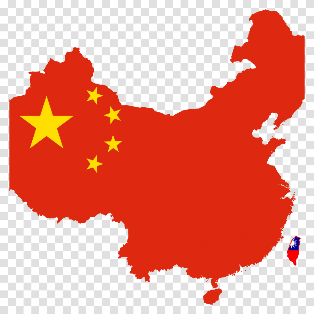 Chinese Flag Map China And Tiwans Flag, Star Symbol, Mountain, Outdoors Transparent Png
