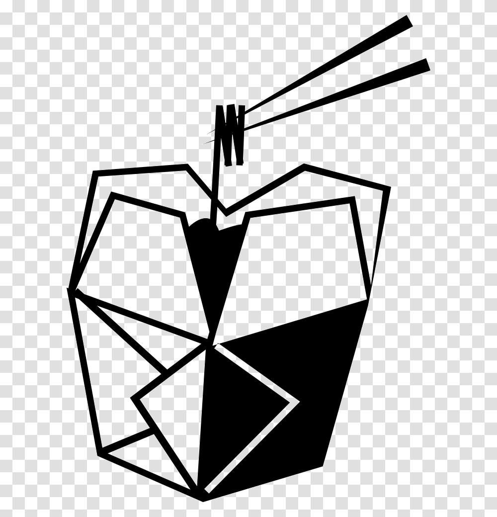 Chinese Food Box With Chop Sticks Chinese Box Clipart Black And White, Lamp, Triangle, Star Symbol Transparent Png