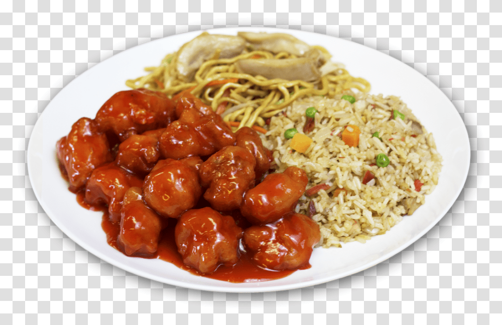 Chinese Food On Plate Download Chinese Food Items, Dish, Meal, Meatball, Platter Transparent Png