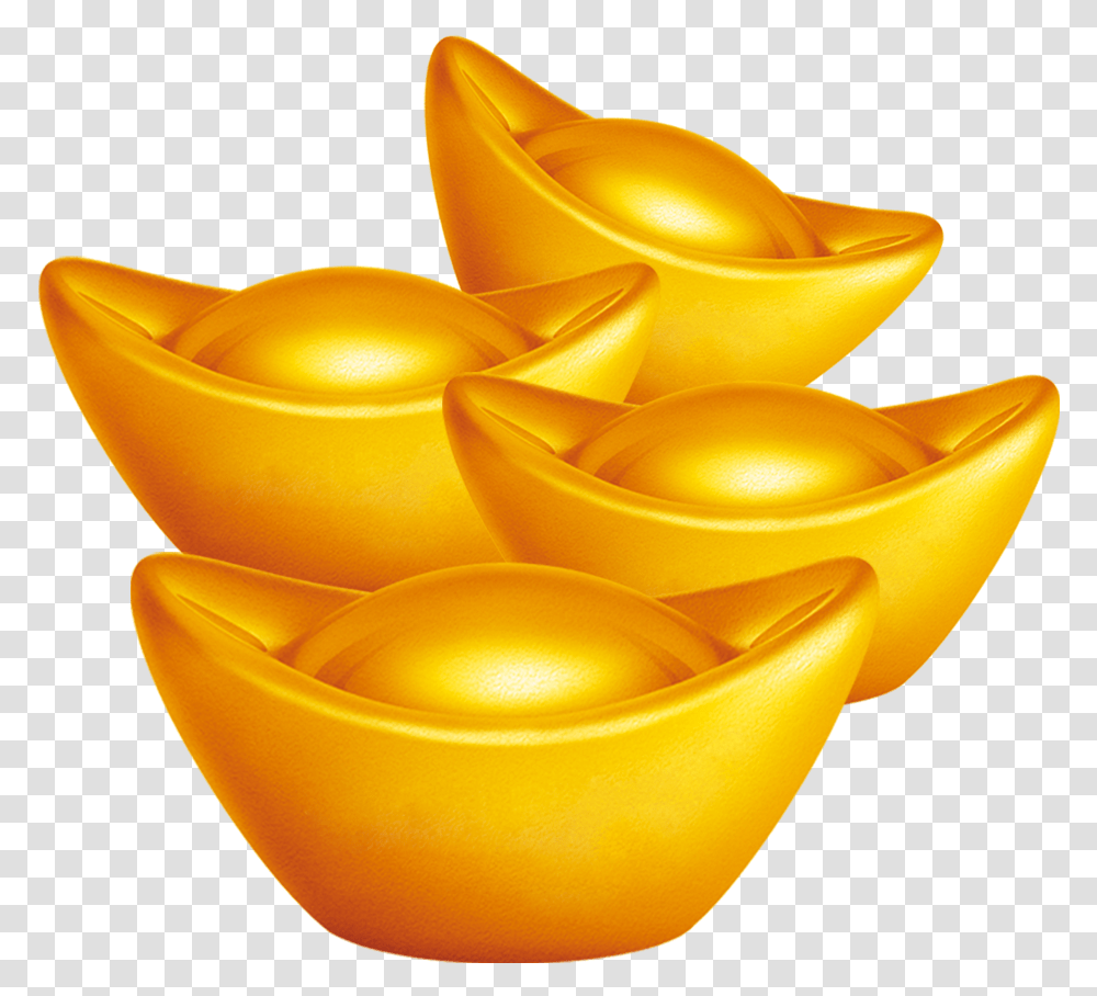 Chinese Gold Ingot Coin New Year Transprent Gold Coin Chinese New Year, Bowl, Inflatable Transparent Png