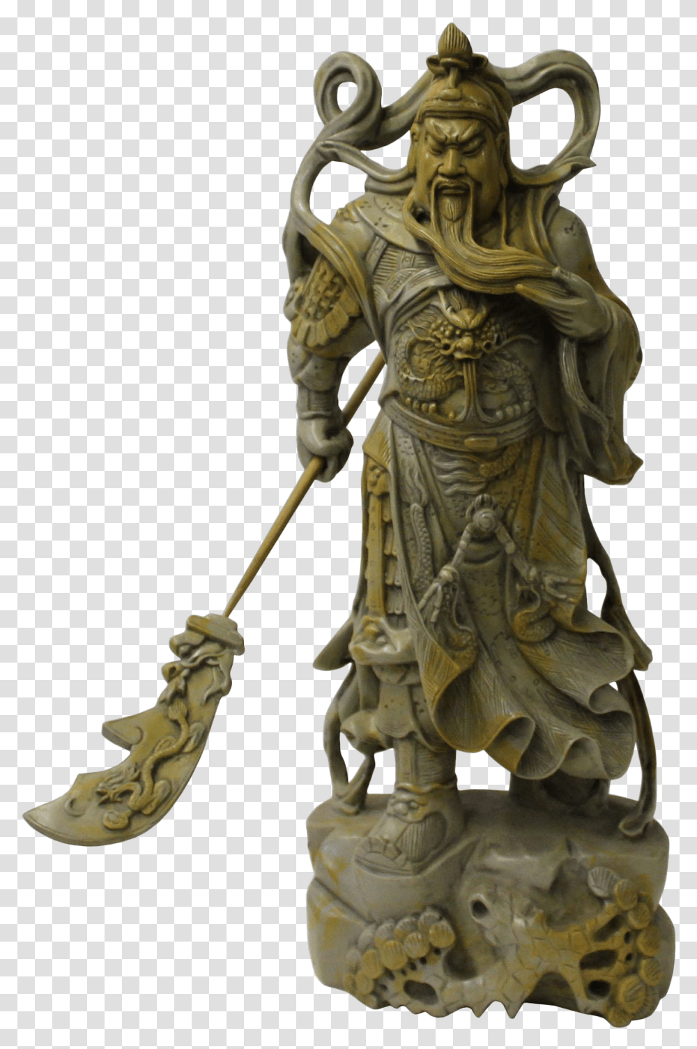 Chinese Gray Brown Color Standing General Guan Kwan Kong Statue General Kwan Statue, Figurine, Bronze, Sculpture, Art Transparent Png