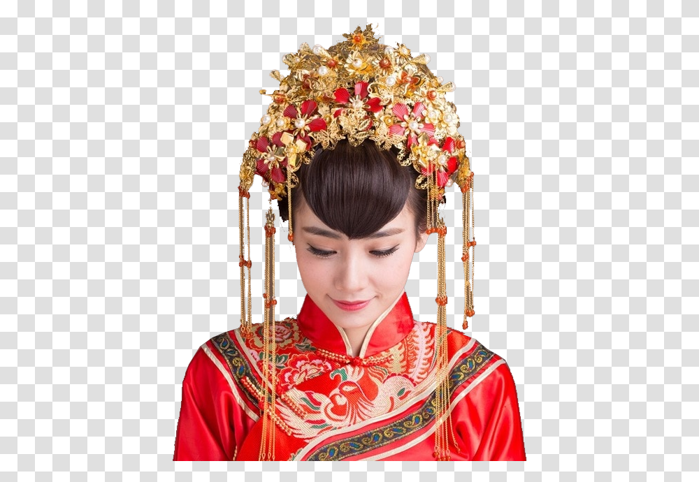 Chinese Hakka Wedding Headdress, Person, Robe, Fashion Transparent Png
