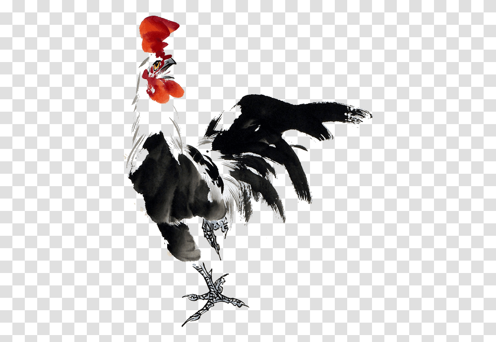 Chinese Ink Painting Chicken, Poultry, Fowl, Bird, Animal Transparent Png