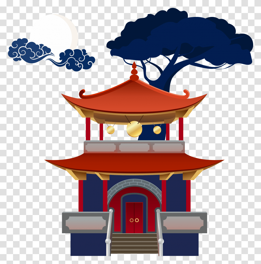 Китайский храм на белом фоне