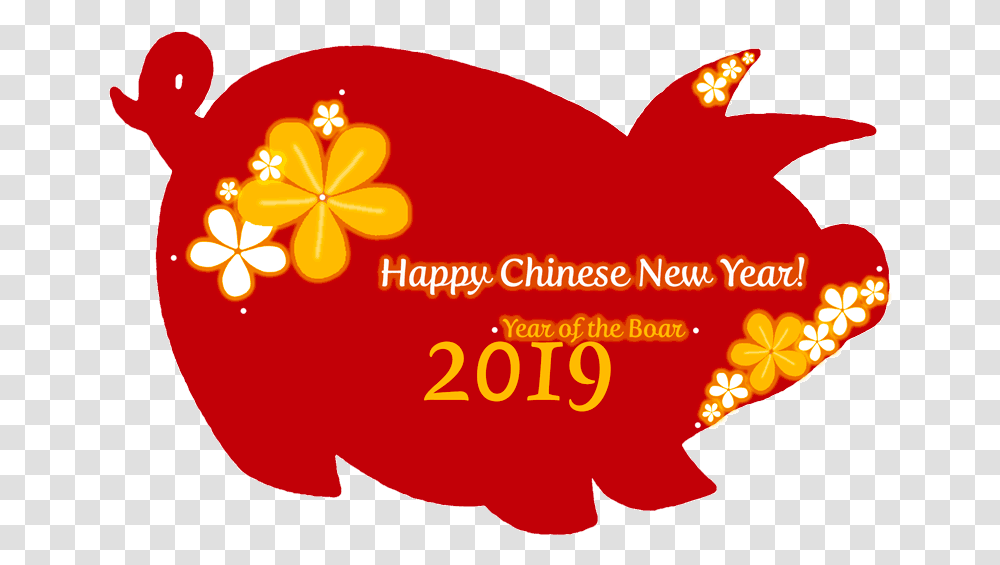 Chinese New Year 2019 Year Of The Boar Flower Chinese New Year, Label, Logo Transparent Png
