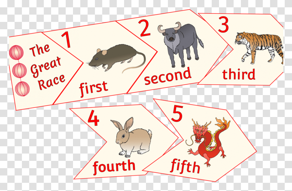 Chinese New Year Animals Race Ordinal Numbers, Tiger, Wildlife, Mammal, Antelope Transparent Png