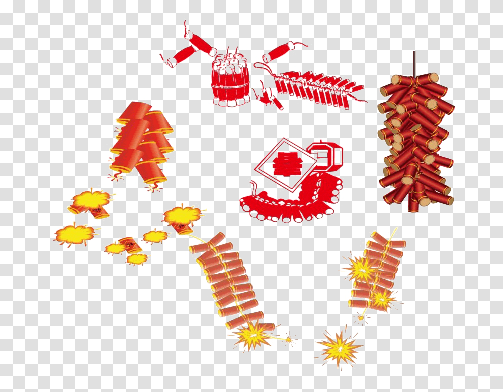 Chinese New Year Decoration Vector Chinese Fire Crackers, Logo, Trademark Transparent Png