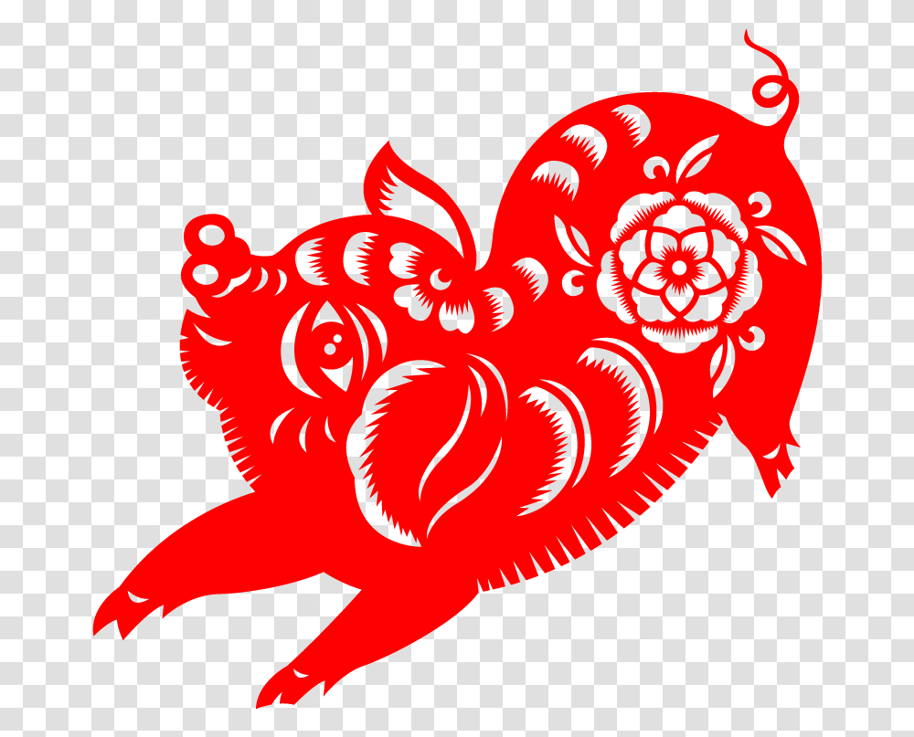 Chinese New Year Decorations Clipart Paper Cut Chinese New Year Pig, Heart Transparent Png