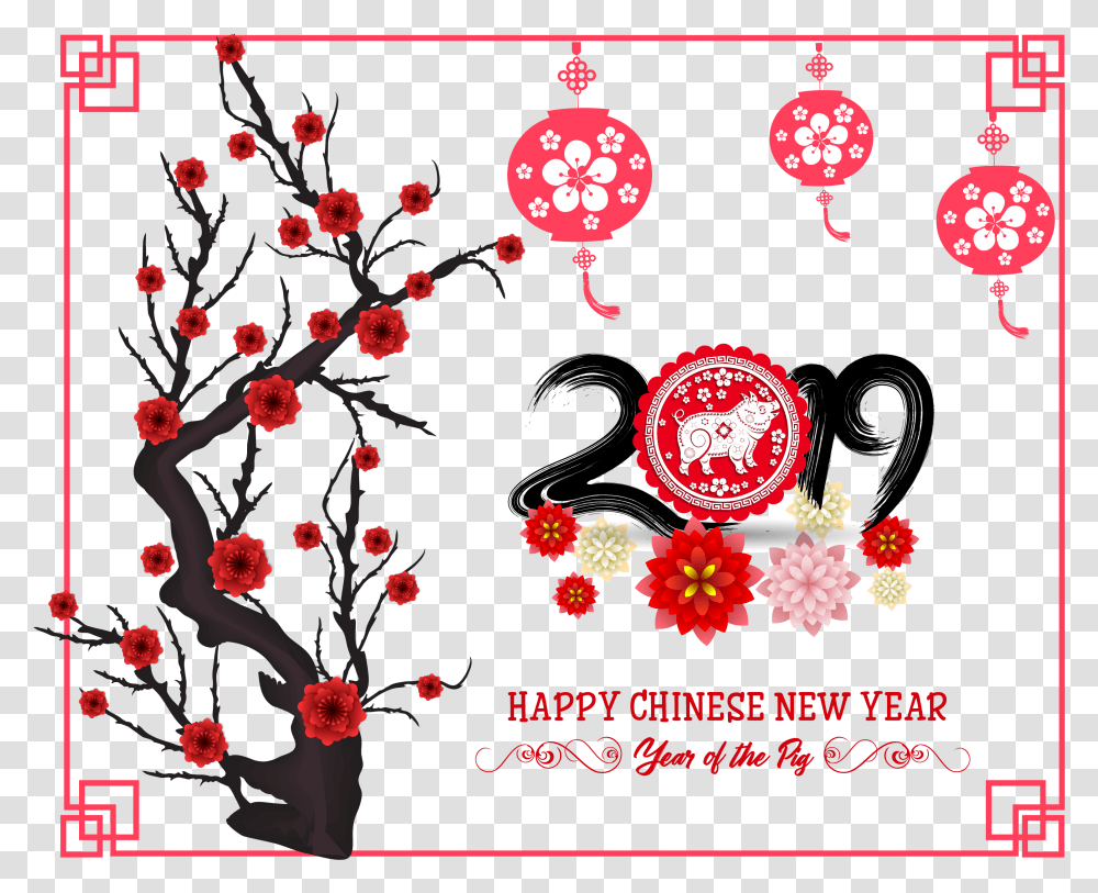 Chinese New Year, Floral Design, Pattern Transparent Png