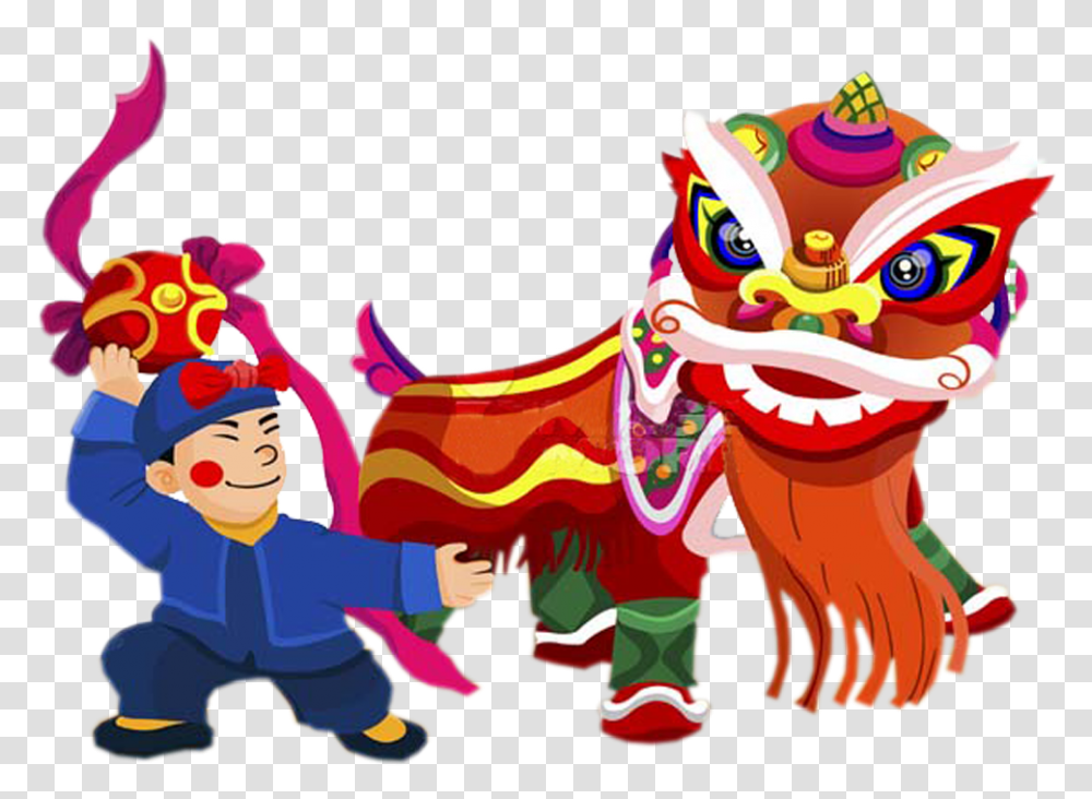 Chinese New Year Lion Dance Chinese New Year, Festival, Crowd, Person, Carnival Transparent Png
