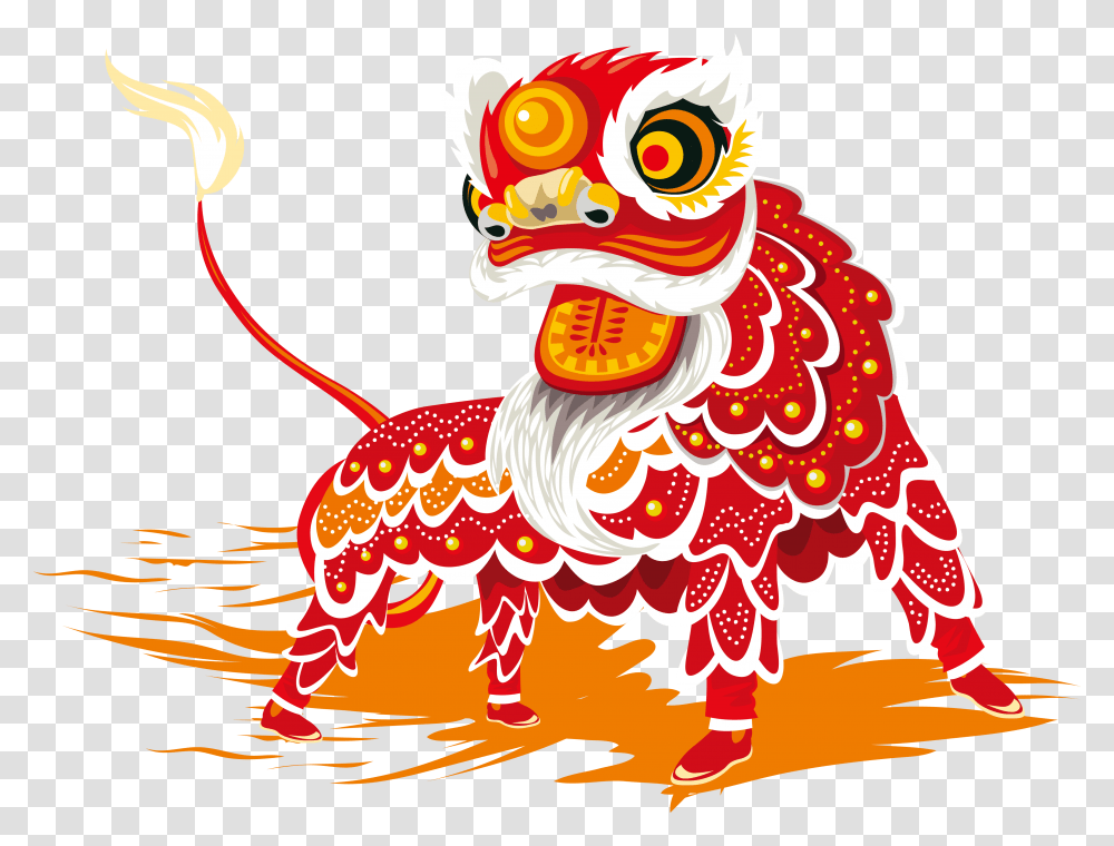 Chinese New Year Lion Dance Dragon Lion Dance Vector Lion Dance Cartoon, Graphics, Leisure Activities, Performer, Drawing Transparent Png