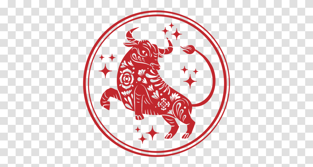 Chinese New Year Ox Sparkles Papercut Chinese Ox, Symbol, Emblem, Logo, Trademark Transparent Png