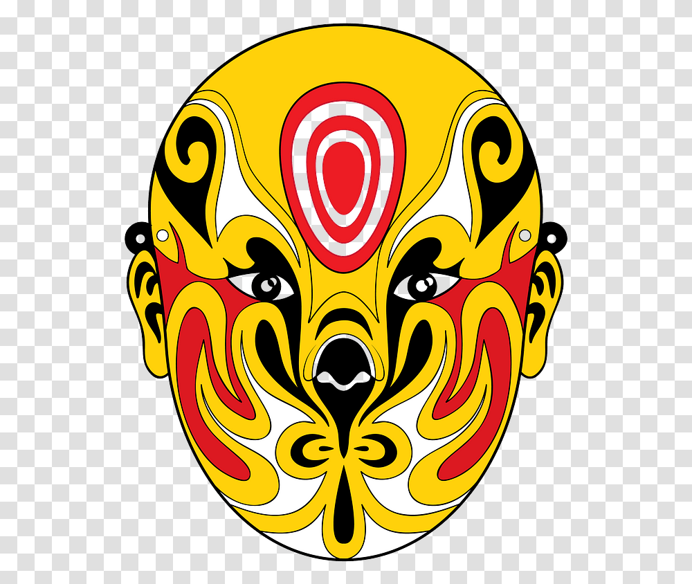 Chinese Opera Mask Orange Clipart, Crowd, Carnival, Parade, Face Transparent Png