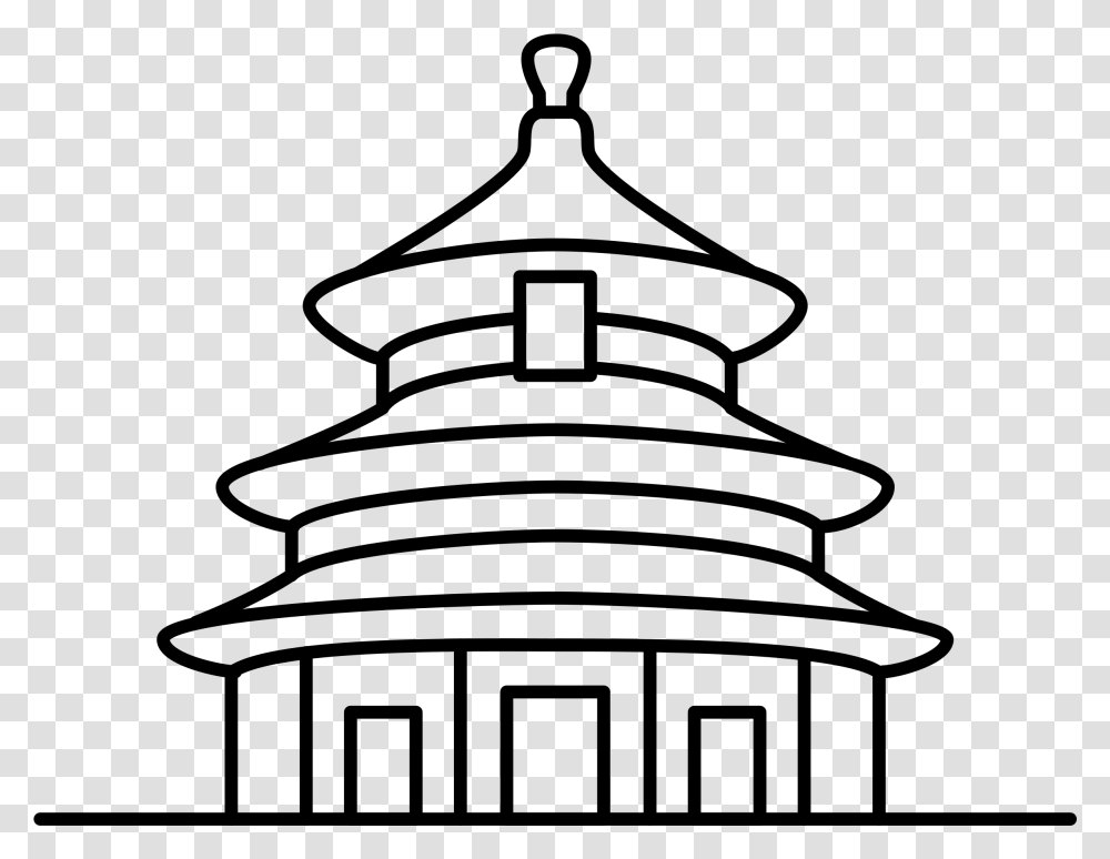 Chinese Pagoda Clipart Temple In China Drawing, Gray, World Of Warcraft Transparent Png
