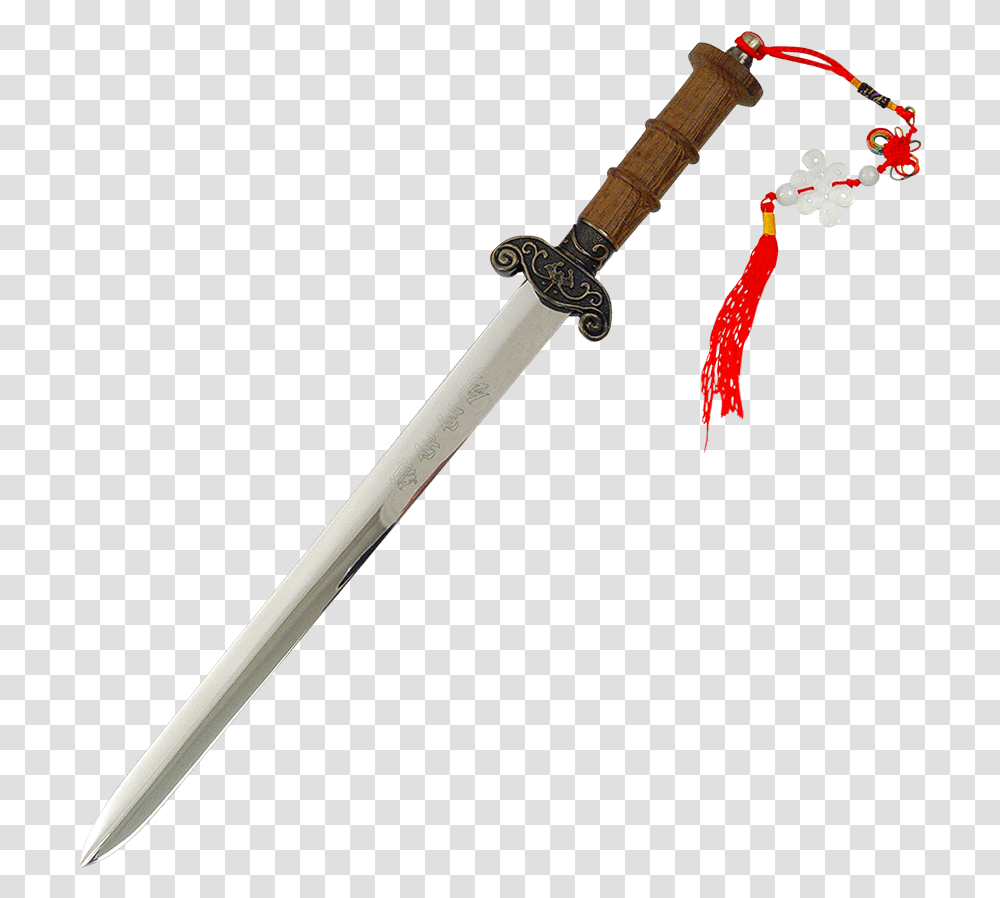 Chinese Short Sword With Wood Case Chinese Sword With Ribbon, Blade, Weapon, Weaponry, Knife Transparent Png