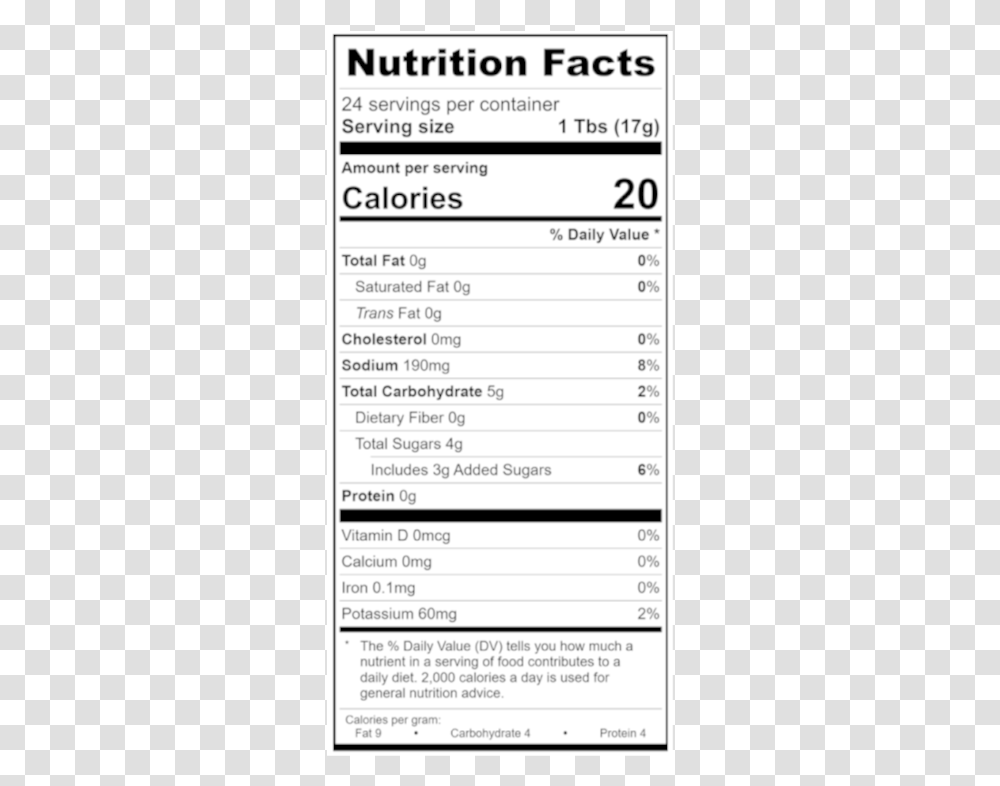Chip Bag Nutrition Facts, Label, Page, Word Transparent Png