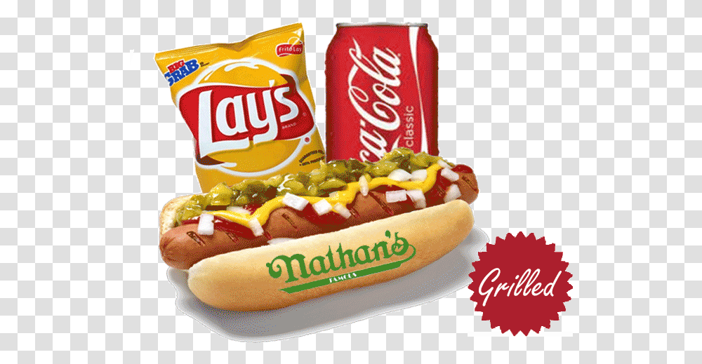 Chips And Soda Dodger Dog, Hot Dog, Food Transparent Png