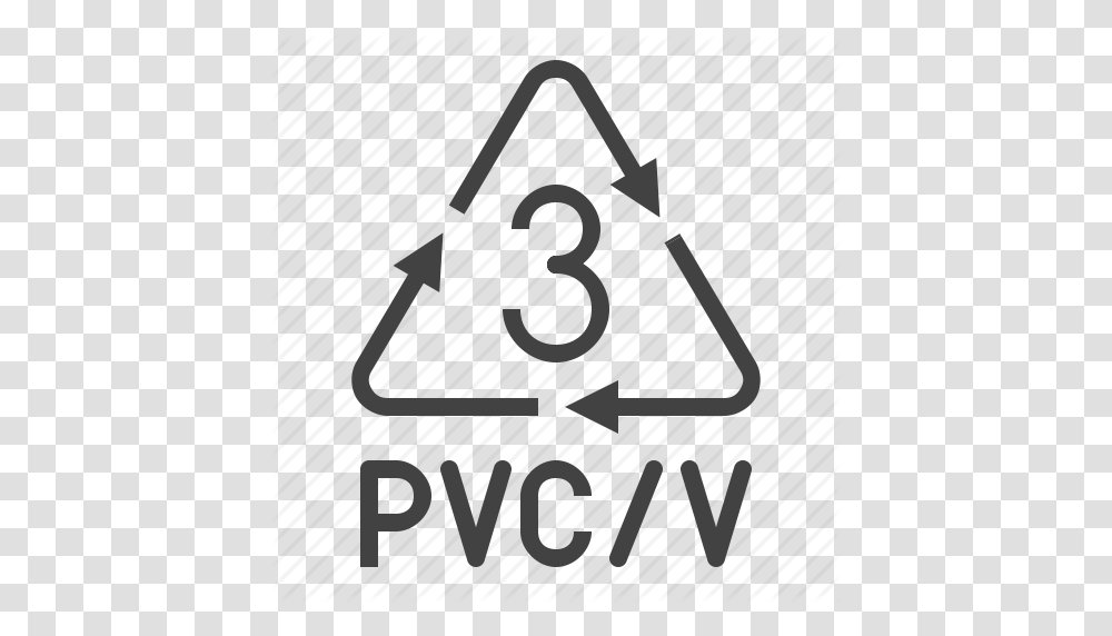 Chloride Plastic Polyvinyl Pvc Recycling Symbol Icon, Triangle, Number, Alphabet Transparent Png