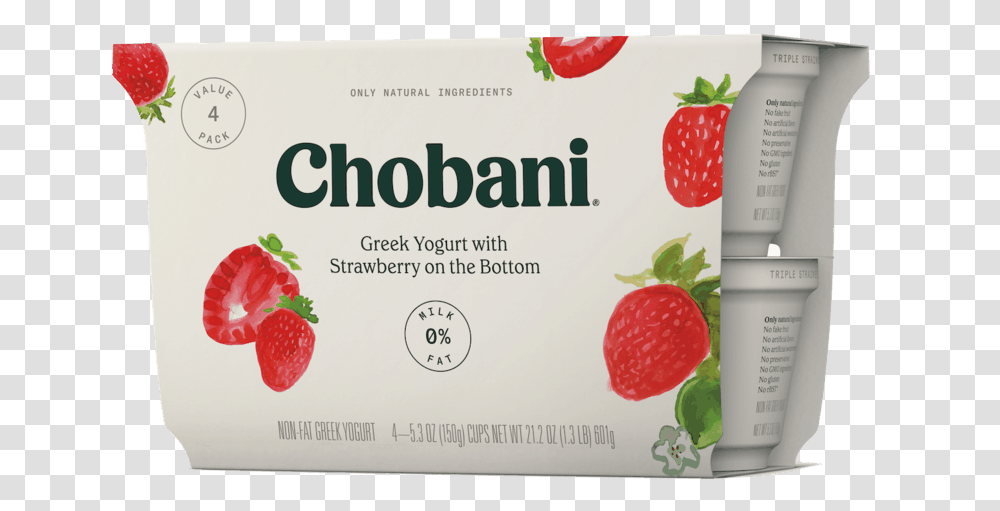 Chobani Greek Yogurt, Strawberry, Fruit, Plant, Food Transparent Png